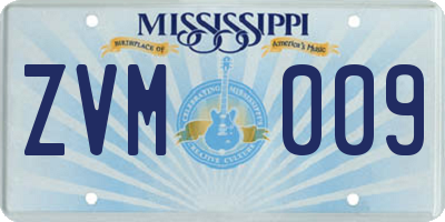 MS license plate ZVM009
