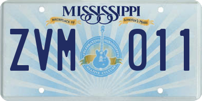 MS license plate ZVM011