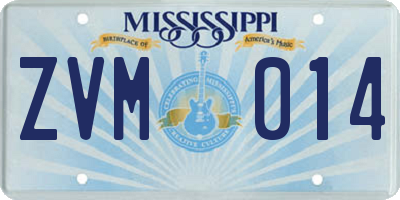 MS license plate ZVM014