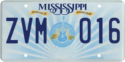 MS license plate ZVM016