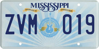 MS license plate ZVM019