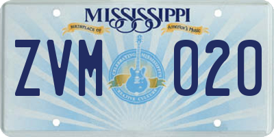 MS license plate ZVM020