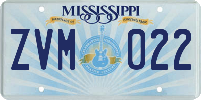 MS license plate ZVM022