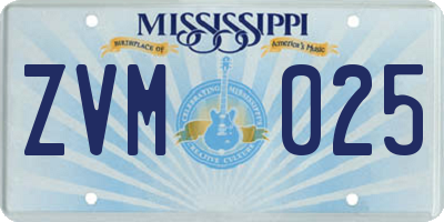 MS license plate ZVM025