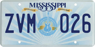 MS license plate ZVM026