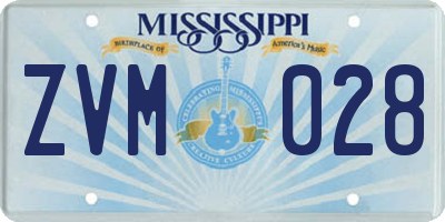 MS license plate ZVM028