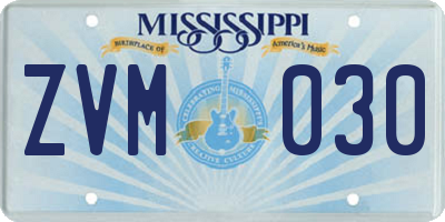 MS license plate ZVM030
