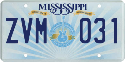 MS license plate ZVM031