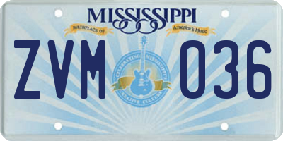 MS license plate ZVM036