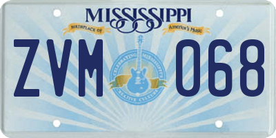 MS license plate ZVM068