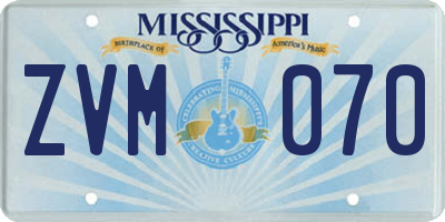 MS license plate ZVM070