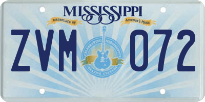 MS license plate ZVM072