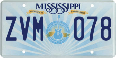 MS license plate ZVM078