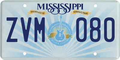 MS license plate ZVM080