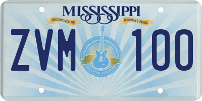 MS license plate ZVM100