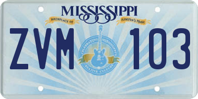 MS license plate ZVM103