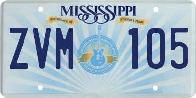 MS license plate ZVM105