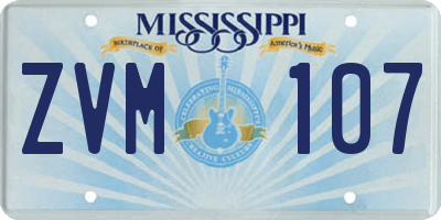 MS license plate ZVM107