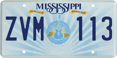 MS license plate ZVM113