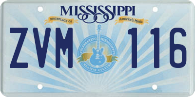 MS license plate ZVM116