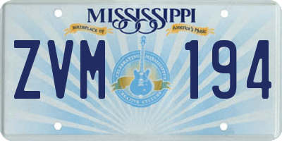 MS license plate ZVM194