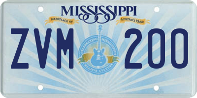 MS license plate ZVM200
