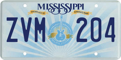 MS license plate ZVM204