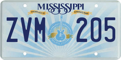 MS license plate ZVM205