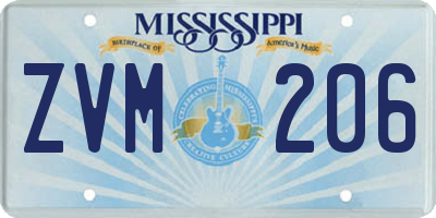 MS license plate ZVM206
