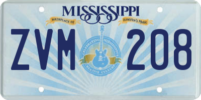 MS license plate ZVM208