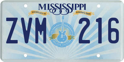 MS license plate ZVM216