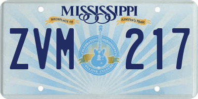 MS license plate ZVM217