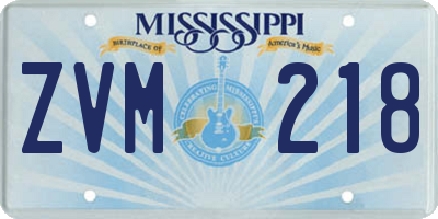 MS license plate ZVM218