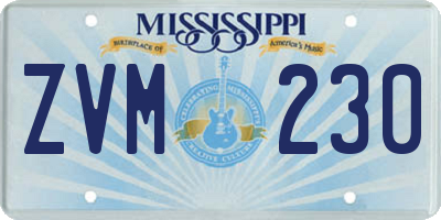 MS license plate ZVM230