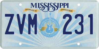 MS license plate ZVM231