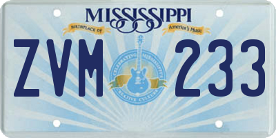 MS license plate ZVM233