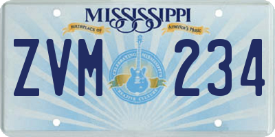 MS license plate ZVM234