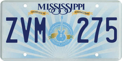 MS license plate ZVM275