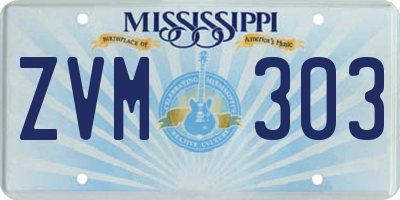 MS license plate ZVM303