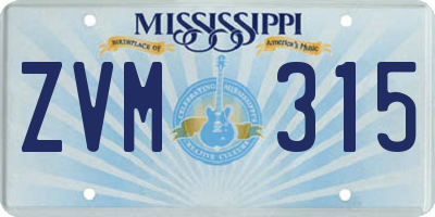 MS license plate ZVM315