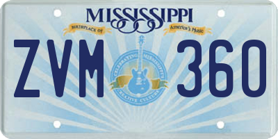 MS license plate ZVM360