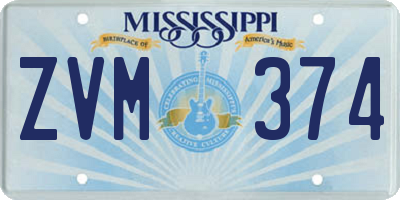 MS license plate ZVM374