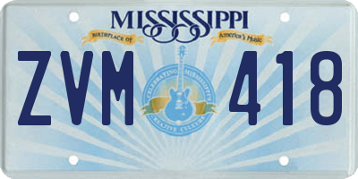 MS license plate ZVM418