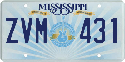 MS license plate ZVM431