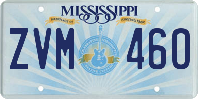 MS license plate ZVM460
