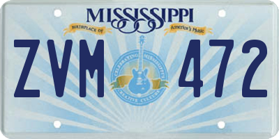 MS license plate ZVM472