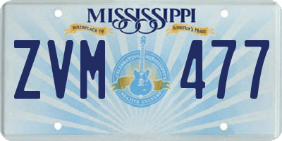 MS license plate ZVM477