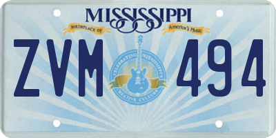 MS license plate ZVM494