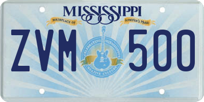 MS license plate ZVM500