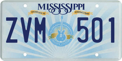 MS license plate ZVM501